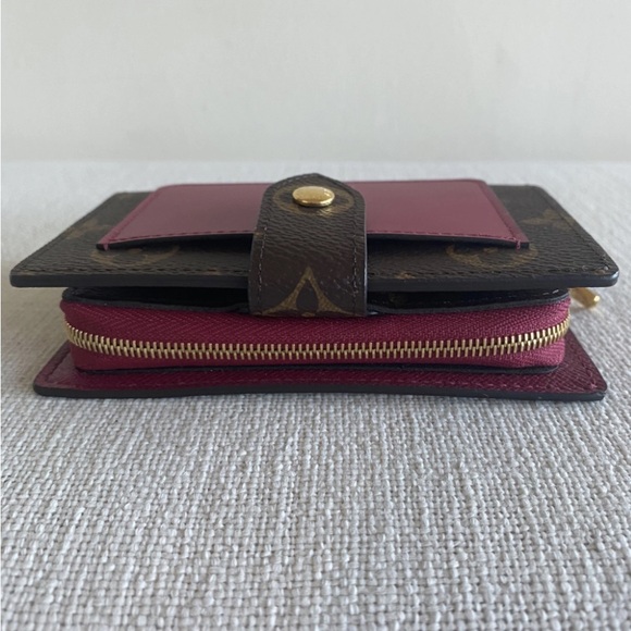 LOUIS VUITTON  Damier Ebene Juliette Wallet Bordeaux Wine Leather & LV Monogram - Picture 3 of 8